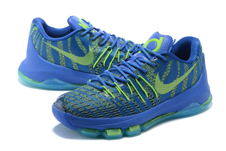 Nike KD 8 Blue With Fluorescent Green Sole Basketball Shoes - Click Image to Close